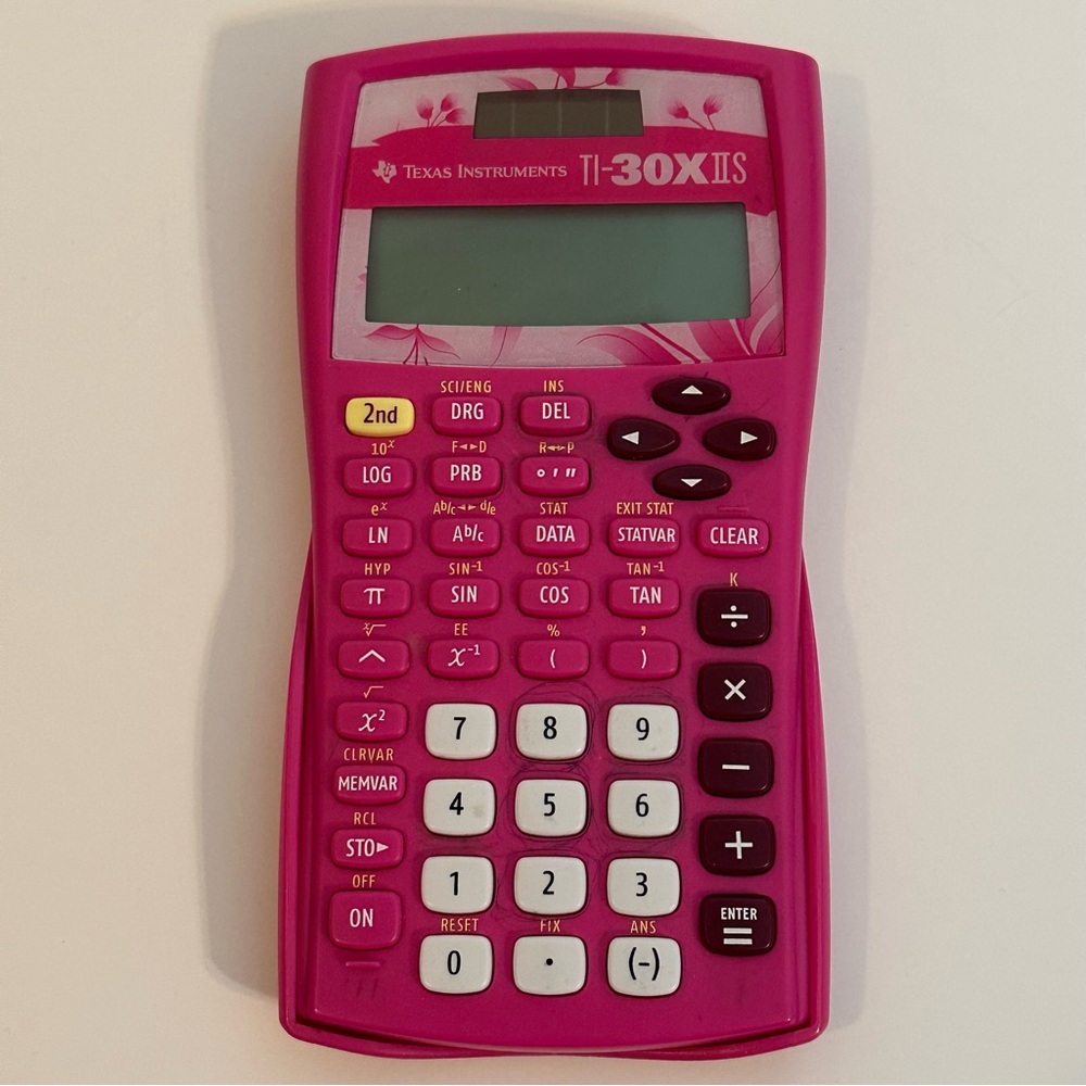 Texas Instruments Ti-30XiiS Scientific Calculator Pink Floral Print-TESTED WORKS
